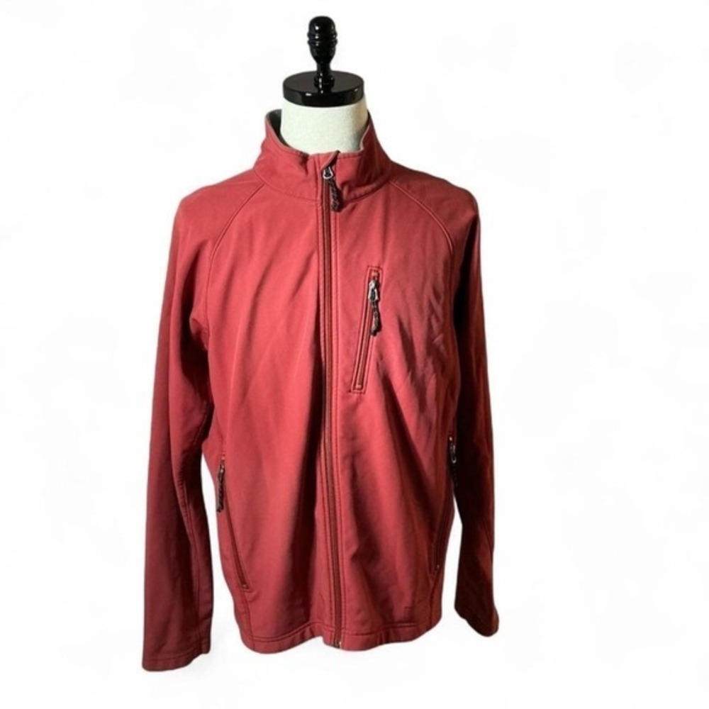REI Co-op Softshell Full Zip Jacket Mens L Red Fleece Lined Hiking Outdoor Coat